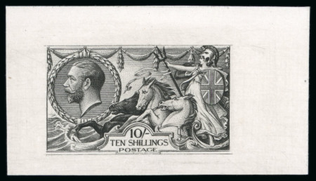 Stamp of Great Britain » King George V » 1913-19 Seahorse Issues 1929 10/- experimental plate proof, a superb huge margined