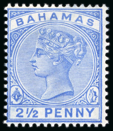 Stamp of Bahamas 1884-90 2 1/2d blue with sloping "2" variety, mint