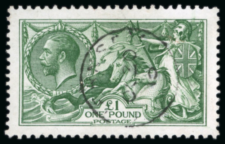 Stamp of Great Britain » King George V » 1913-19 Seahorse Issues 1913 Waterlow £1 green in a lovely deep shade, superbly