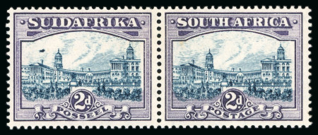 Stamp of South Africa » Union & Republic of South Africa 1930-44, 2d Blue & Violet with "airship flaw" variety in mint h.r. se-tenant pair