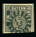 Stamp of German States » Bavaria German States, Bavaria - 1849 Issue 1k, Group of 107