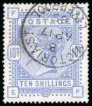 Stamp of Great Britain » 1855-1900 Surface Printed » 1883-84 & 1888 High Values 1883-84 10/- Cobalt on white paper, EF, a fine used