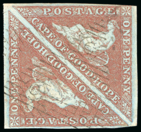 Stamp of South Africa » Cape of Good Hope 1853 4d deep blue on slightly blued paper in pair