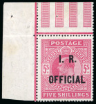 Stamp of Great Britain » Officials Inland Revenue: 1902-04 5/- bright carmine I.R Official,