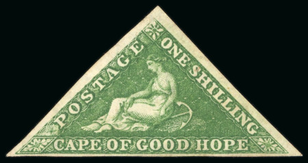 Stamp of South Africa » Cape of Good Hope 1855-63, 1s bright yellow-green, fine to very large margins, unused