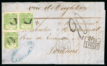 Stamp of Venezuela » St Thomas-La Guaira-Puerto Cabello - Robert Todd Issues 1866, Letter forwarded from Caracas via La Guaira sent