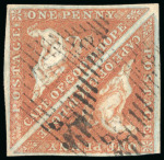 Stamp of South Africa » Cape of Good Hope 1853 1d brick red on slightly blued paper in used pair