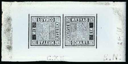 Stamp of German States » Bavaria German States, Bavaria -1849 1 kreuzer, glass tête-bêche