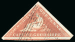 Stamp of South Africa » Cape of Good Hope 1853 1d pale brick red on deeply blued paper used