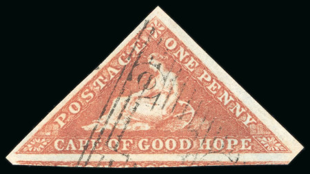 Stamp of South Africa » Cape of Good Hope 1853 1d pale brick red on deeply blued paper used