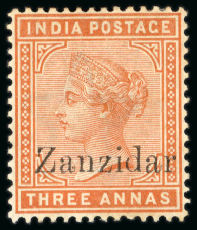 Stamp of Zanzibar » The Zanzibar Post Office (1895-1964) 1895-96, 3a brown-orange with "Zanzidar" overprint