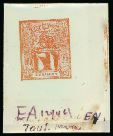 Stamp of Sweden Sweden - 1869 issue 17 öre, vermilion cliché on celluloid