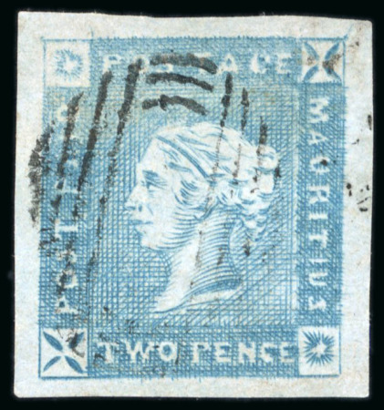 Stamp of Mauritius » 1859 Lapirot Issue » Early Impressions (SG 36-37) 1859 "Lapirot" 2d. blue on bluish paper, Pos 3, an