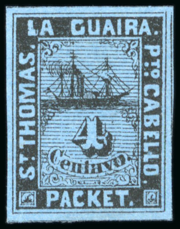 Stamp of Venezuela » St Thomas-La Guaira-Puerto Cabello - Robert Todd Issues 1864, Album page with thirteen examples of the La Guaira