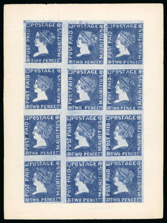 Stamp of Mauritius » 1859 Sherwin Issue (SG 40) 1859 1d. and 2d. complete panes of 12 reprints, the
