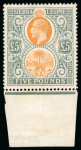 Stamp of Sierra Leone 1921-27 £5 orange and green, fine mint NH example