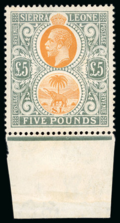 Stamp of Sierra Leone 1921-27 £5 orange and green, fine mint NH example