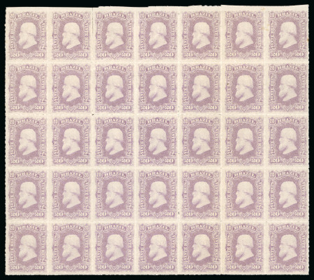 Stamp of Brazil » 1866-83 Dom Pedro » 1877-78 Roulette "White Beard" Issue 1877, 20r violet, the outstandingly fresh block of of 35 mint
