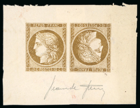 Stamp of France France  – Ceres First Issue 10c brown, tête-bêche