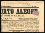 Stamp of Brazil » 1866-83 Dom Pedro » 1877-78 Roulette "White Beard" Issue 1877, 20r violet, tied by violet cork type on 7.7.1881