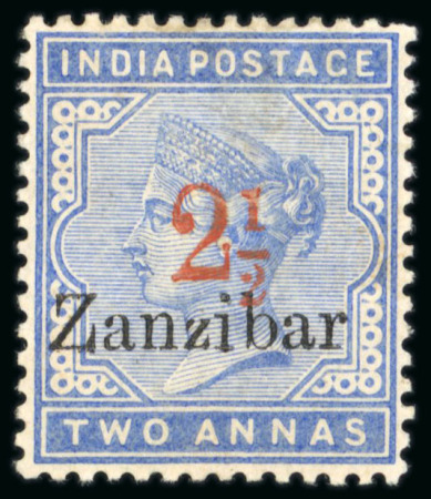 Stamp of Zanzibar » The Zanzibar Post Office (1895-1964) 1895-96, 2 1/2 on 1a type 8 (curved foot to "2" of "1/2") mint