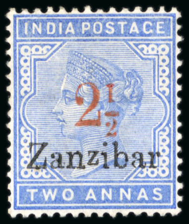 Stamp of Zanzibar » The Zanzibar Post Office (1895-1964) 1895-96, 2 1/2 on 1a type 6 showing inverted "1" in