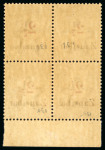 Stamp of Zanzibar » The Zanzibar Post Office (1895-1964) 1895-96, 2 1/2 on 1a6p type 6 in mint n.h. lower marginal block of four