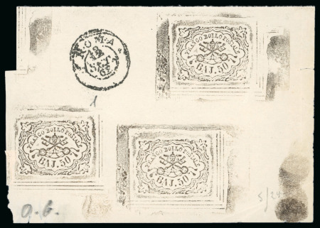 Stamp of Italian States » Papal States Italian States, Papal States - 1852 50baj, composite