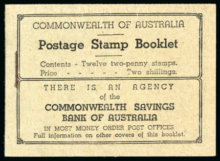 Stamp of Australia » Commonwealth of Australia 2s Booklet wmk C of A inverted with printed interleaves. Front cover In most money order offices (S.G. £450).