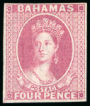 Stamp of Bahamas 4d Bright Rose Wmk CC reversed Imprimatur BPA Ex Staircase