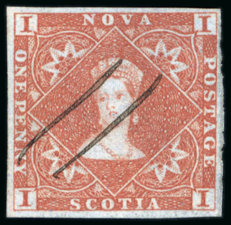 Stamp of Canada » Nova Scotia 1853 1d red-brown, fine to good margins, neat ms cancel