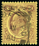 Stamp of Nyasaland 1908-11 3d purple/yellow variety wmk inverted used