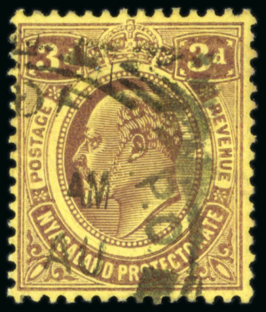 Stamp of Nyasaland 1908-11 3d purple/yellow variety wmk inverted used