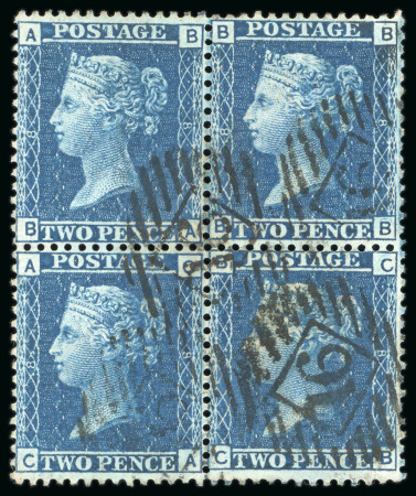 Stamp of Great Britain » 1854-70 Perforated Line Engraved Two Pence Plate 8 (BB/CB) Block of Four (S.G. £650)