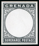Stamp of Grenada 1892 stamp sized die proof with blank value vignette 