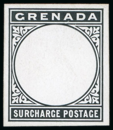 Stamp of Grenada 1892 stamp sized die proof with blank value vignette 