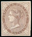 Stamp of Jamaica 1860-70 1s Dull Brown,  wmk Pineapple,  imperf 