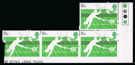 Stamp of Great Britain » Queen Elizabeth II 1977 81/2p Tennis irregular traffic light block of four