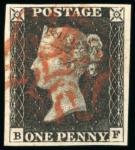 Stamp of Great Britain » 1840 1d Black and 1d Red plates 1a to 11 1840 1d. black, pl. 1b, BF, 