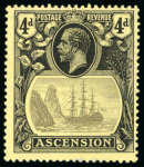 Stamp of Ascension 1924-33 4d. grey and black on yellow, variety Torn Flag