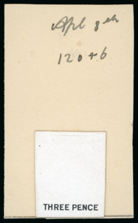 Stamp of Bahamas 1931 3d. stamp size die proof on buff card, for the