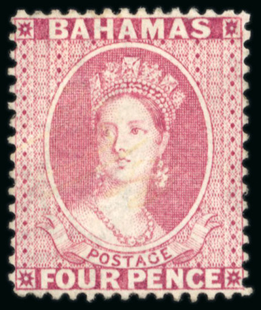 Stamp of Bahamas 4d Rose Wmk Crown CA Perf 14 mint cat 850