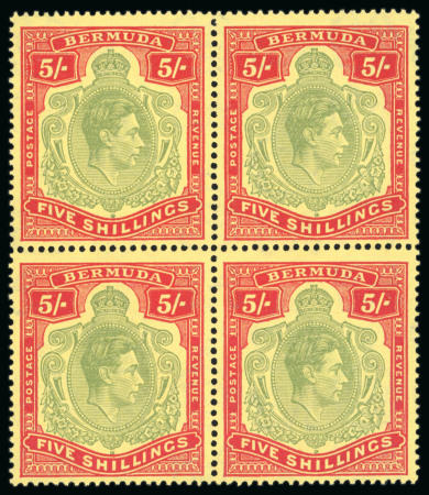 Stamp of Bermuda 1938-53 5/- green and red on yellow, 