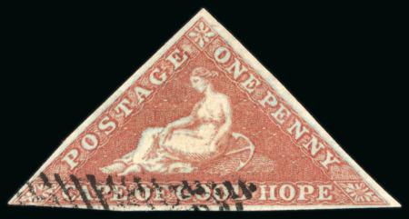 Stamp of South Africa » Cape of Good Hope 1853 1d. deep brick-red on blued paper fine used 
