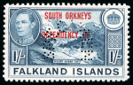 Stamp of Falkland Islands » Dependencies - South Orkney Islands 1944-45 1/2d. to 1/- Set of 8 Perf. "SPECIMEN" fine mint.