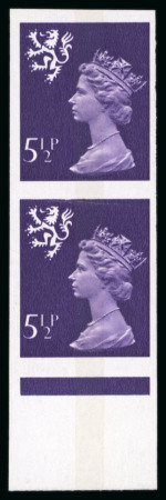 Stamp of Great Britain » Queen Elizabeth II 1971-93 5 1/2d. violet vertical pair from the foot of the sheet, 