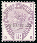 Stamp of Great Britain » 1855-1900 Surface Printed » 1883-84 Lilac & Green Issue 1883-84 1 1/2d lilac overprinted "SPECIMEN"