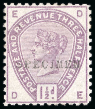 Stamp of Great Britain » 1855-1900 Surface Printed » 1883-84 Lilac & Green Issue 1883-84 1 1/2d lilac overprinted "SPECIMEN"