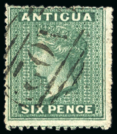 Stamp of Antigua & Barbuda 1862 6d. Blue-green, no wmk rough perf 14 to 16