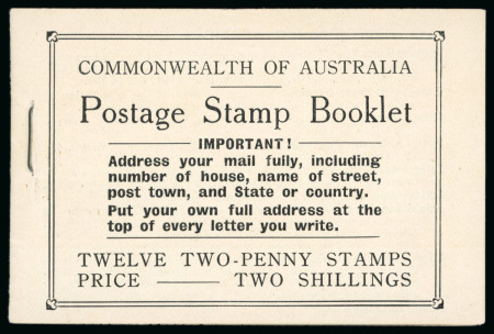 Stamp of Australia » Commonwealth of Australia 1918-23 2/- booklet wmk C of A inverted; very fine.